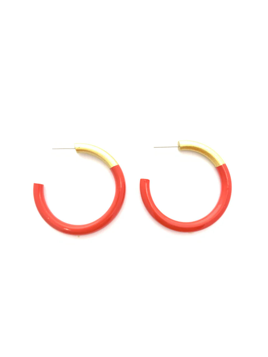 LIZ Medium Hoops in Tomato Red