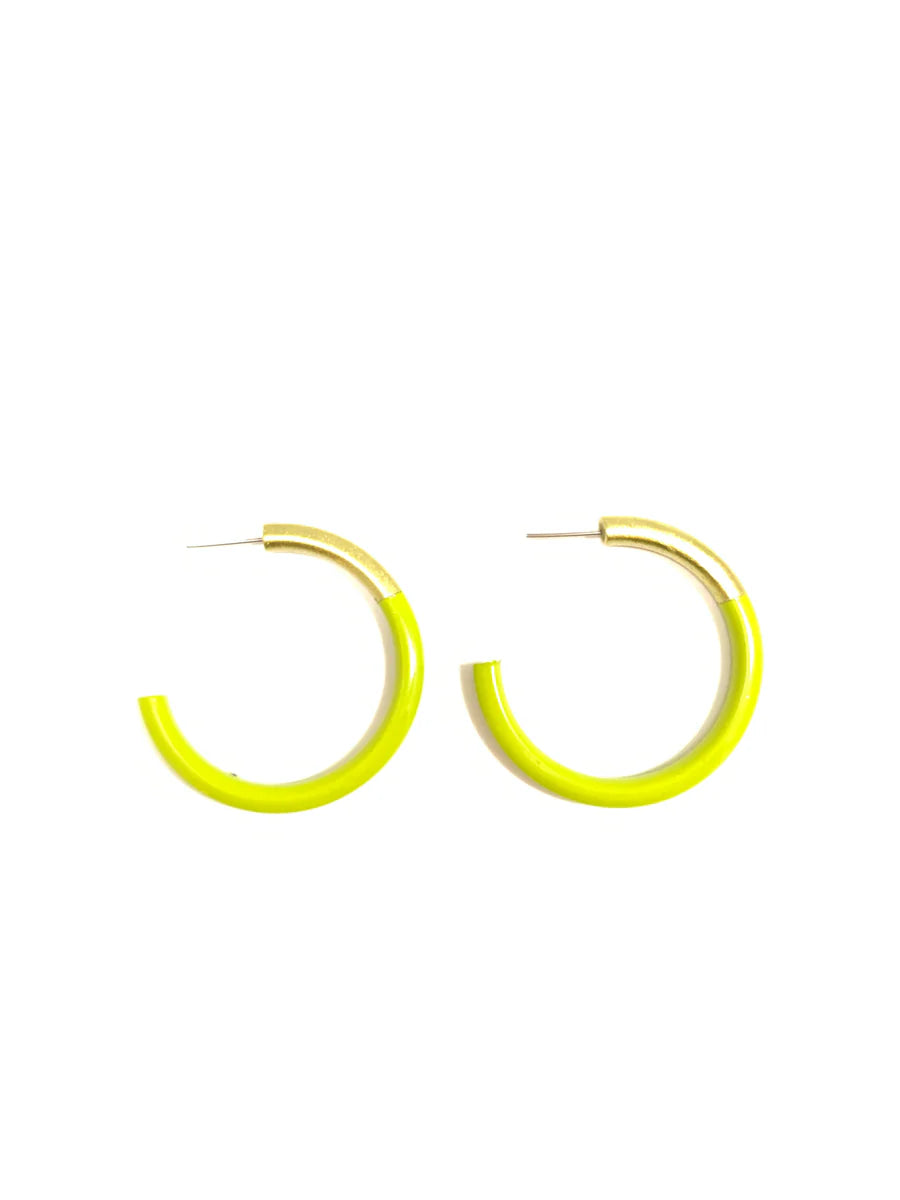 LIZ Medium Hoops in Lime