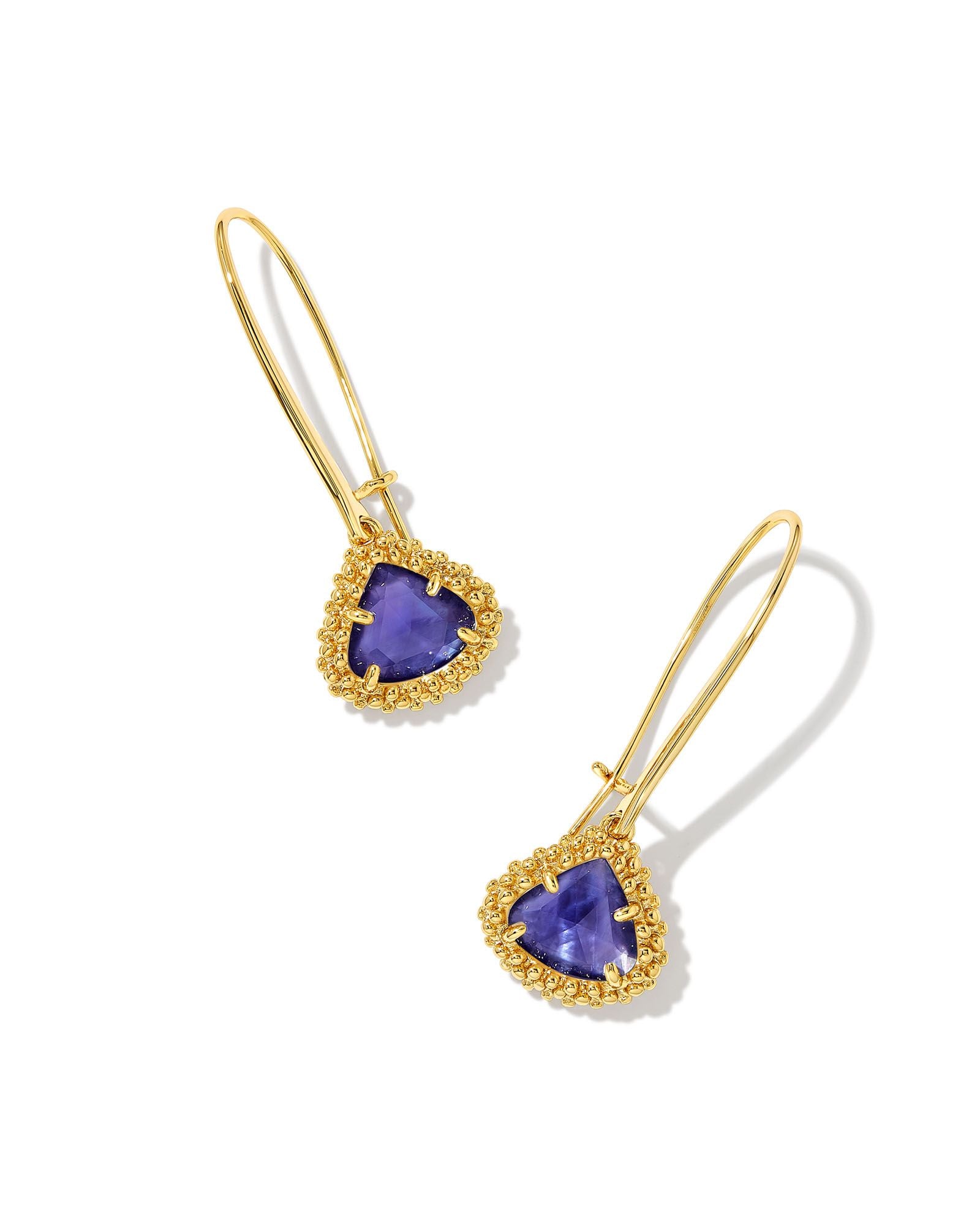 Framed Kendall Wire Drop Earring in Gold Dark Lavender Illusion