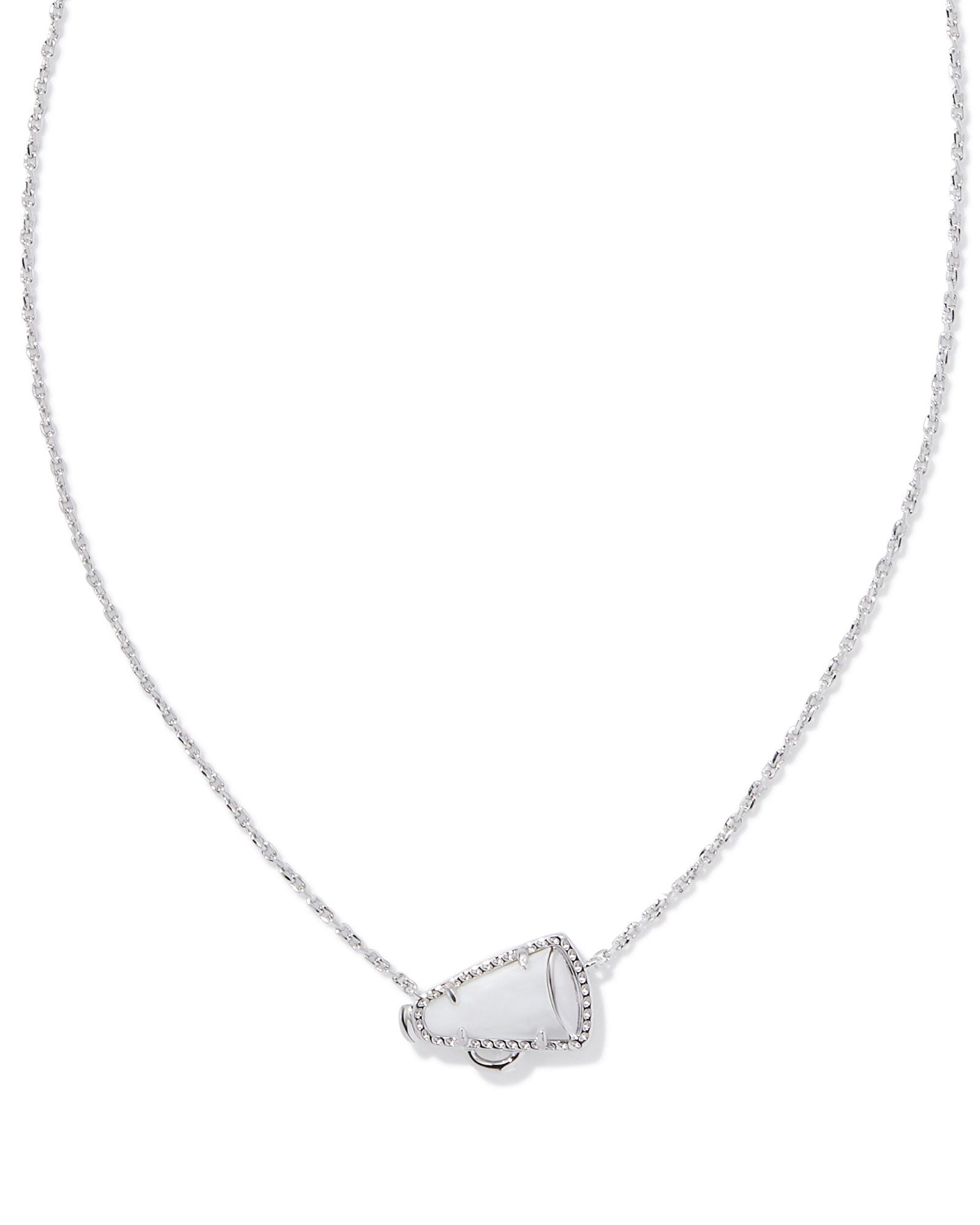 Cheer Short Pendant Necklace in Silver White Mother of Pearl