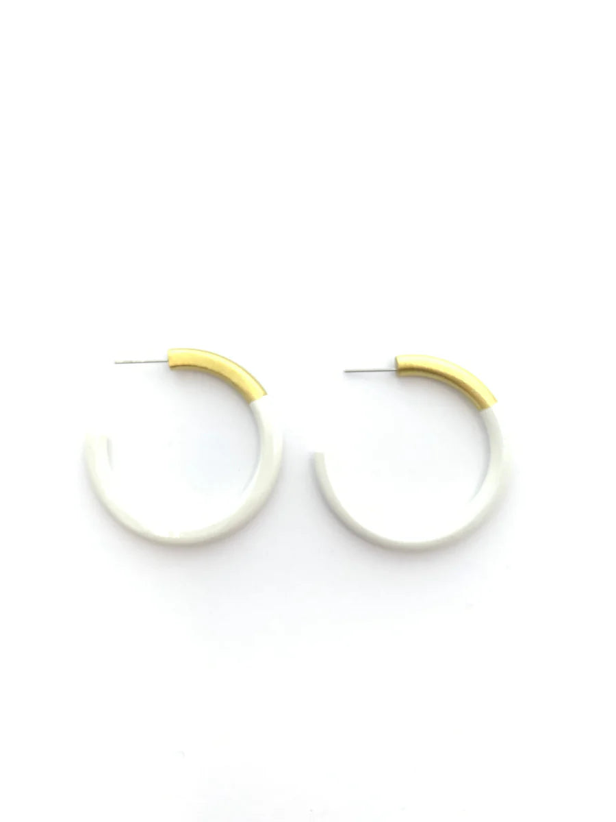 LIZ Medium Hoops in White