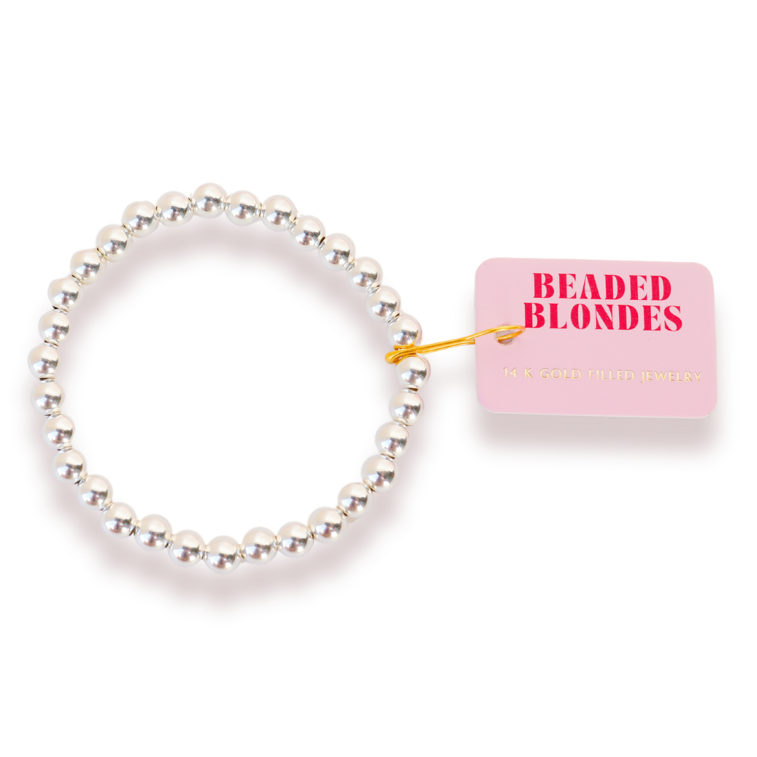 6MM Silver Beaded Bracelet