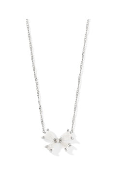 Blair Bow Small Short Pendant Necklace in Rhodium Iridescent Drusy