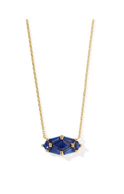 Lindy Rae Elisa Pendant Necklace in Gold Blue Crystal