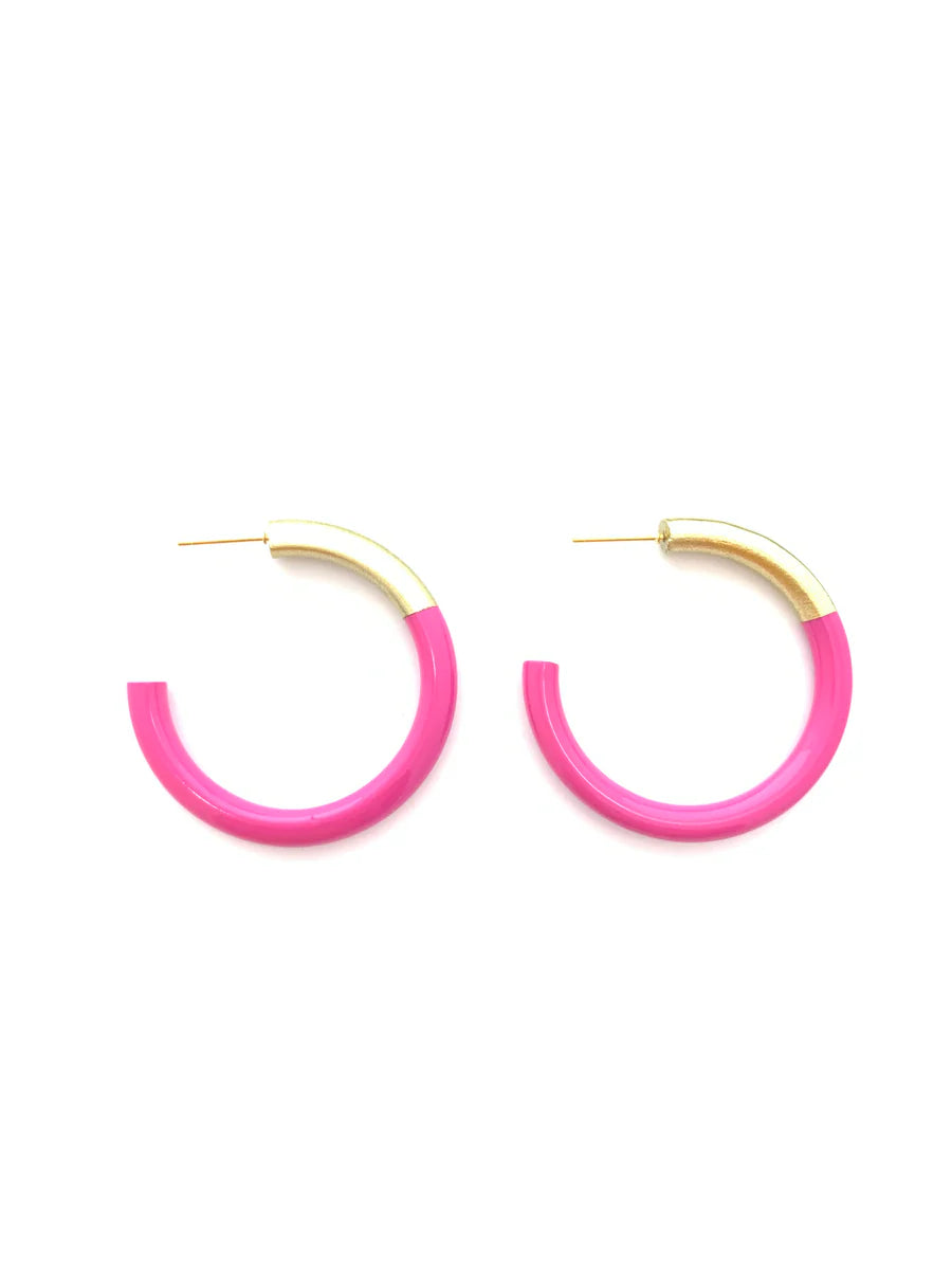 LIZ Medium Hoops in Hot Pink