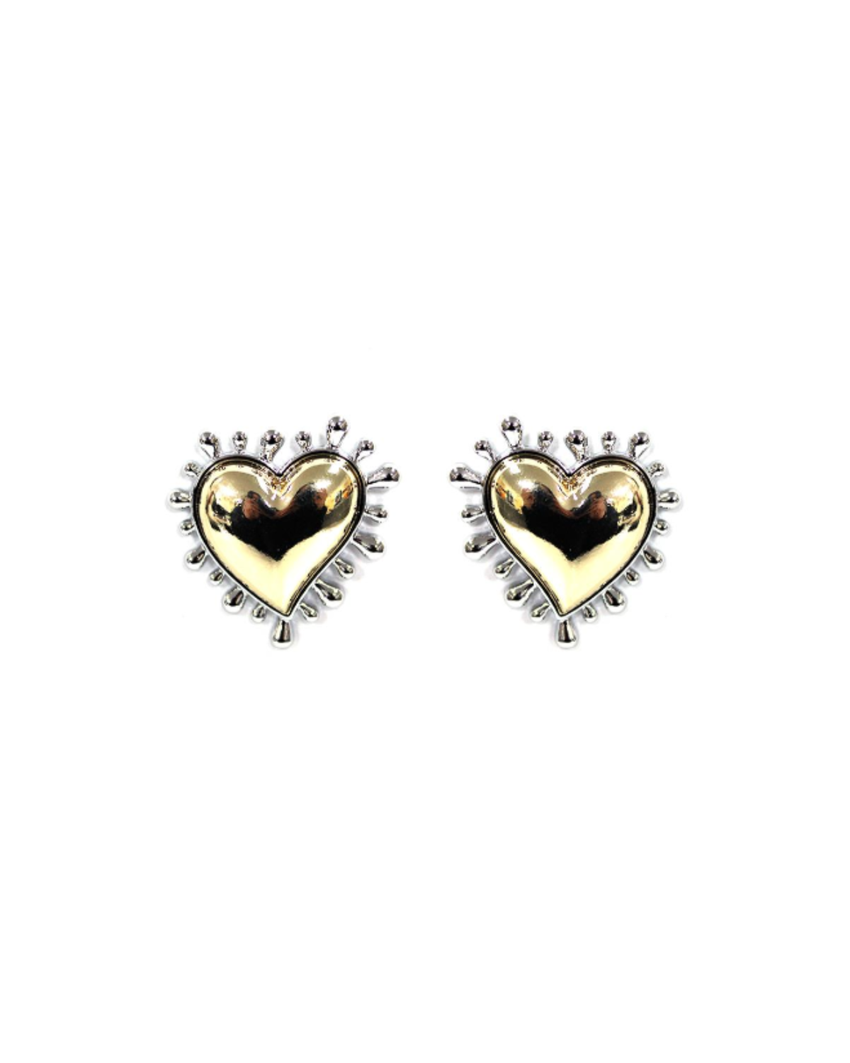 Two-Tone Large Heart Stud Earrings