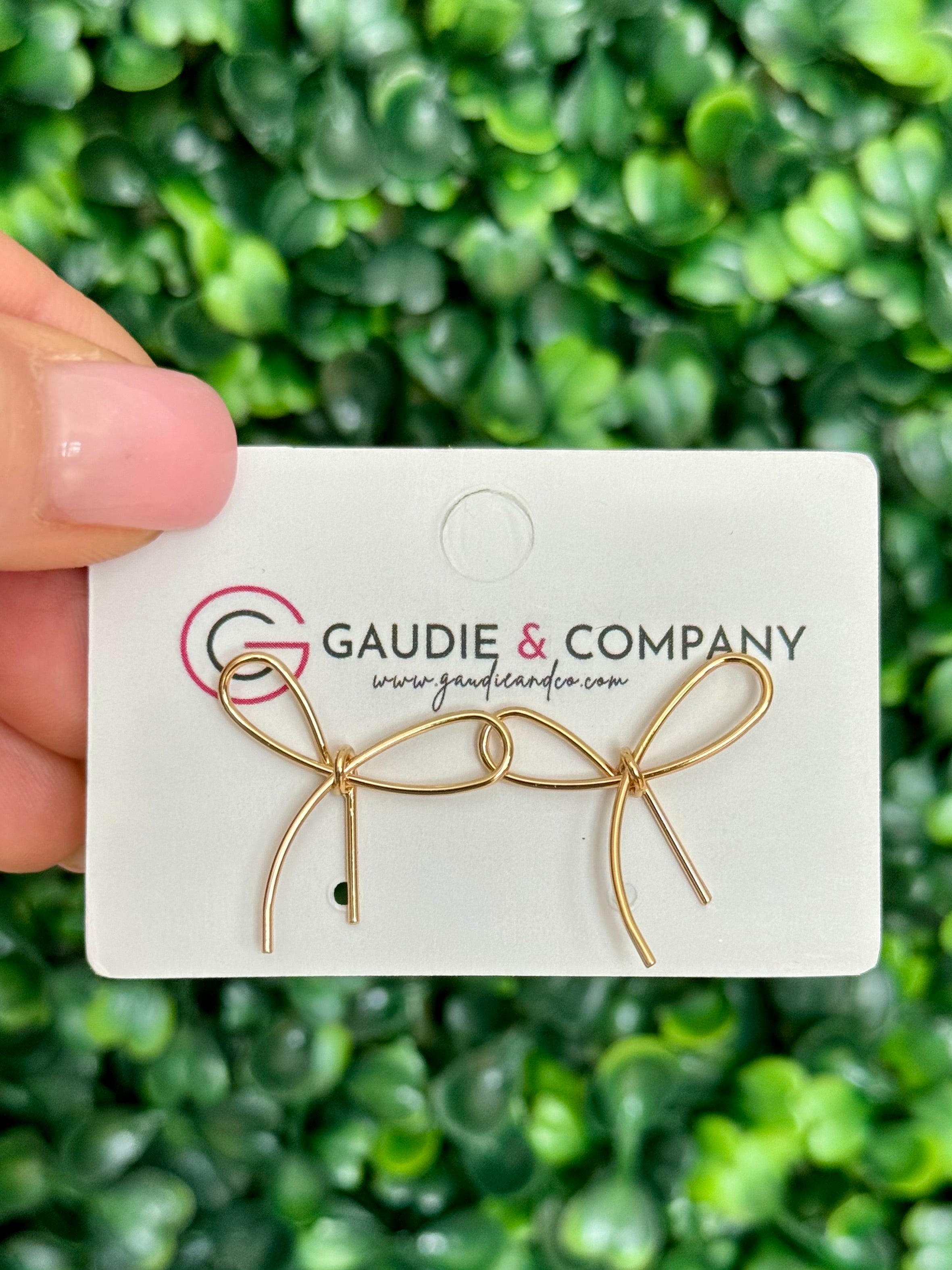 Thin Gold Bow Earring