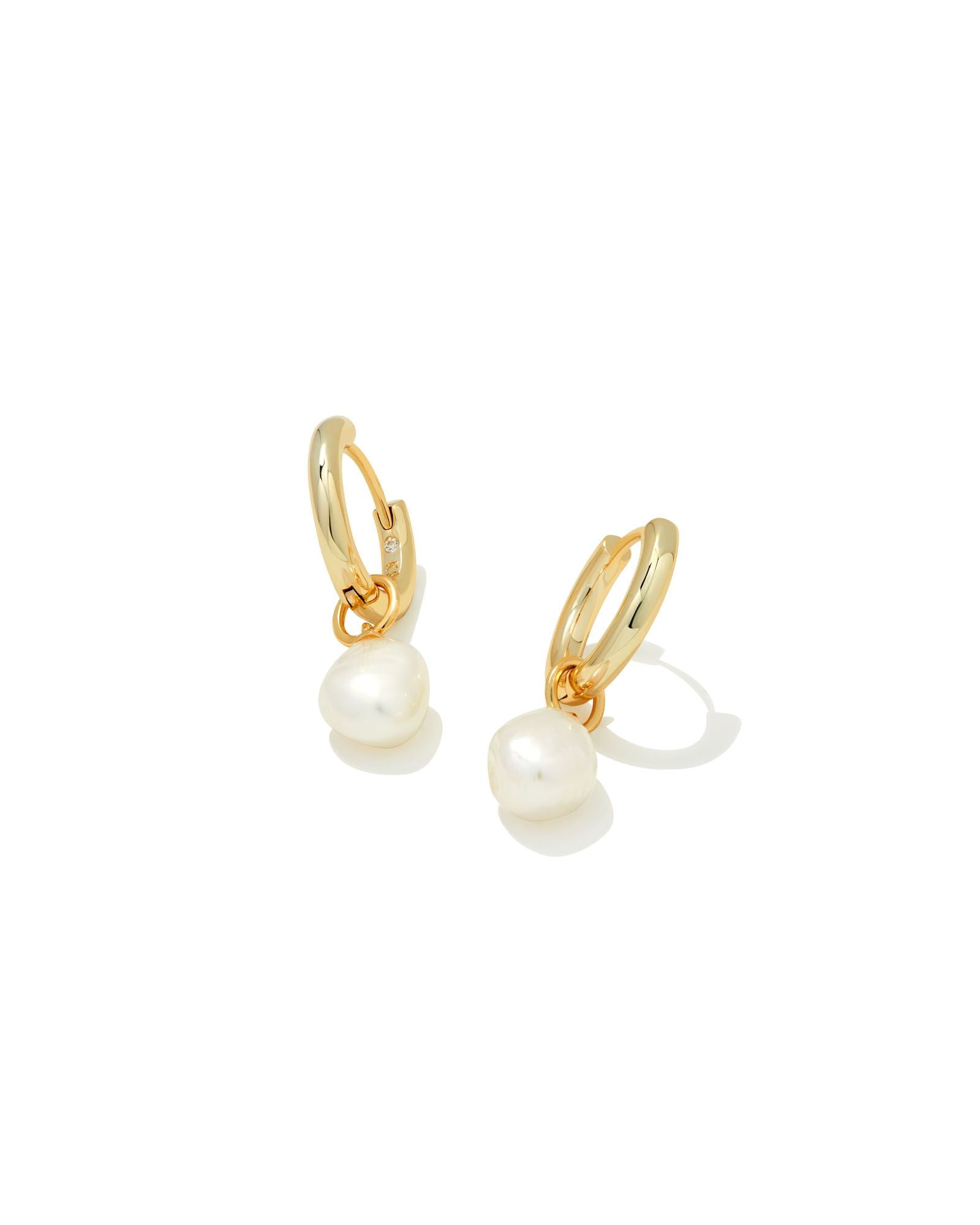 Willa Pearl Huggie Earring Gold White Pearl