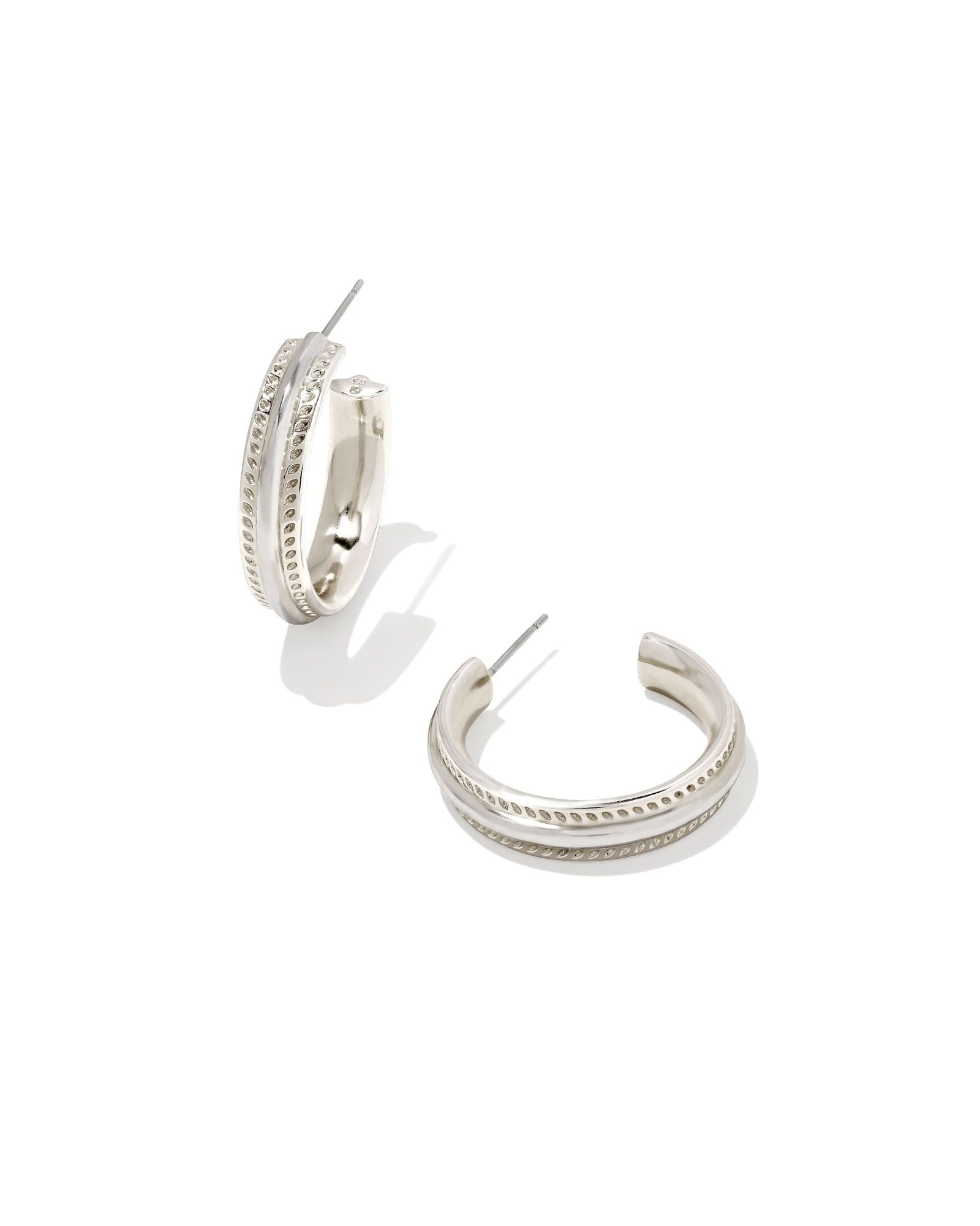 Merritt Hoop Earring in Rhodium Metal