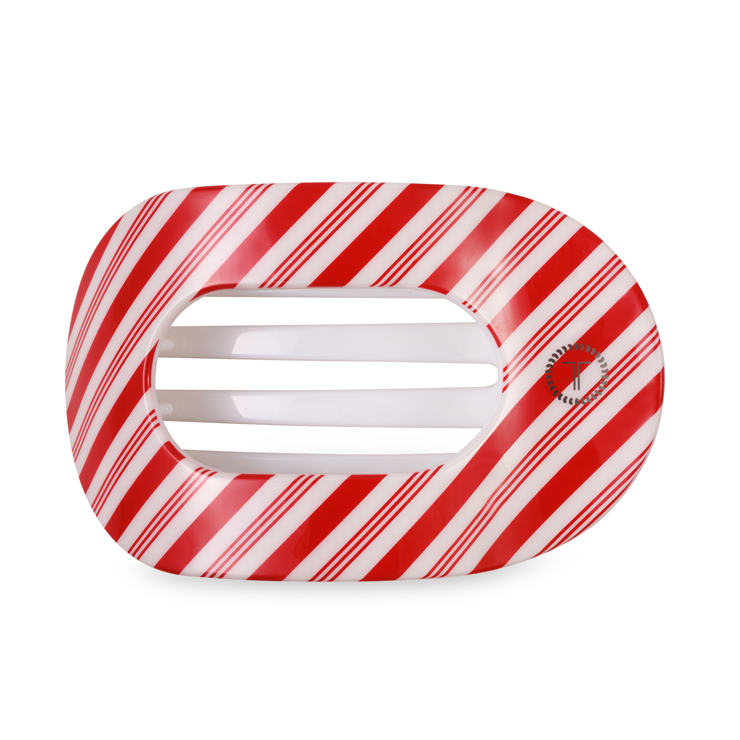 Flat Round Hair Clip | Large | Candy Cane Crush