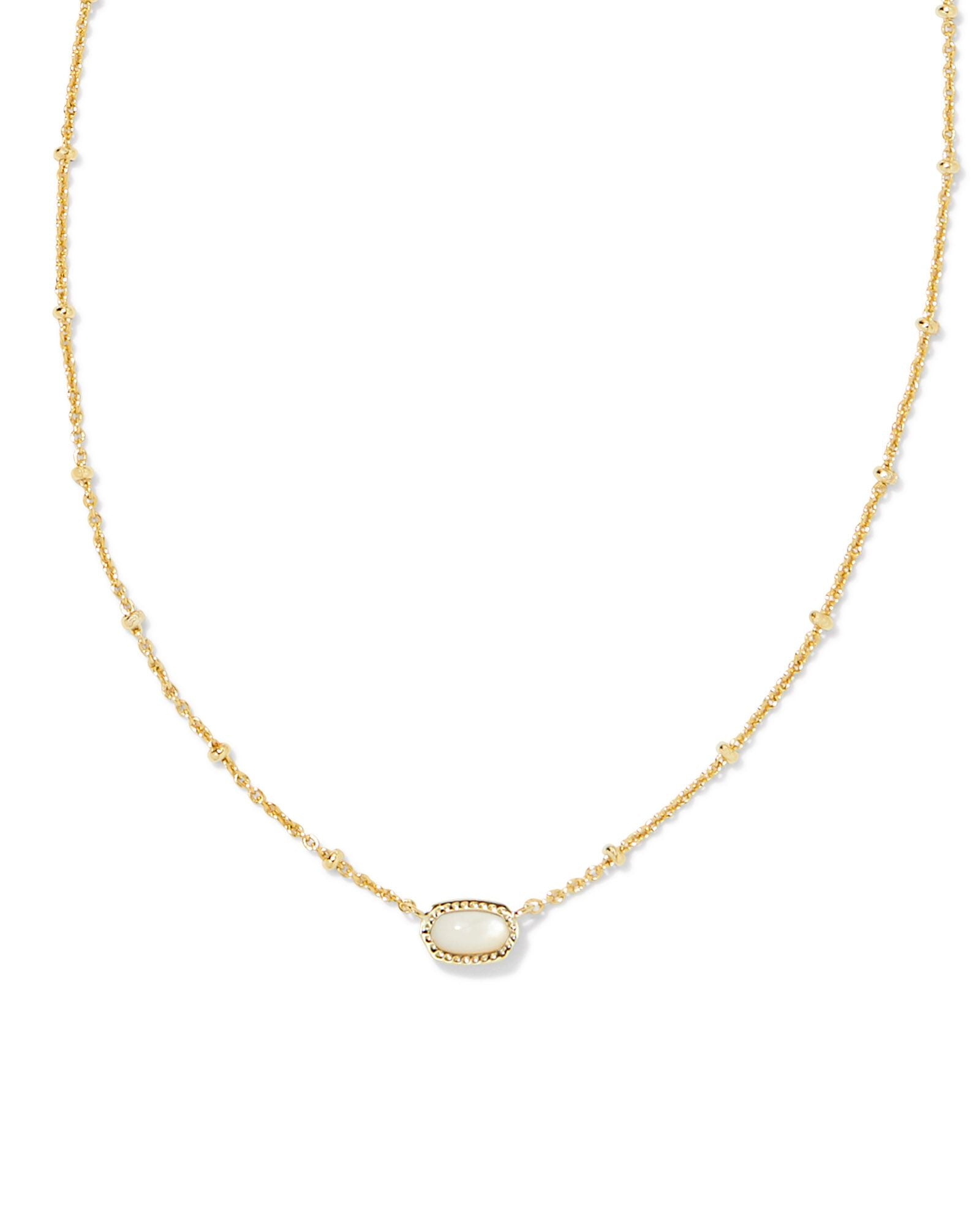 Mini Elisa Satellite Pendant Necklace in Gold Ivory Mother of Pearl