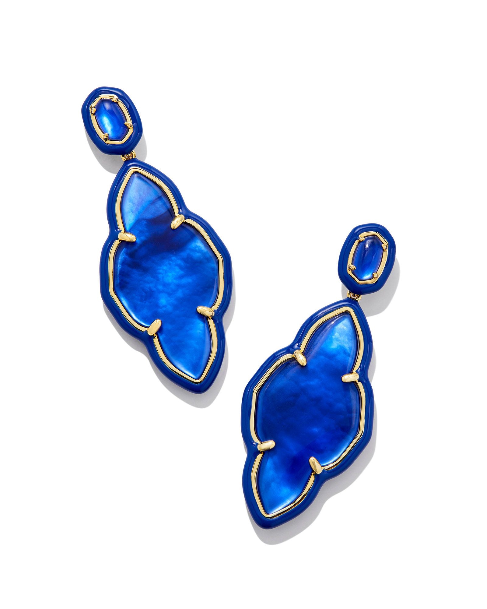 Abbie Enamel Frame Statement Earring in Gold Cobalt Illusion