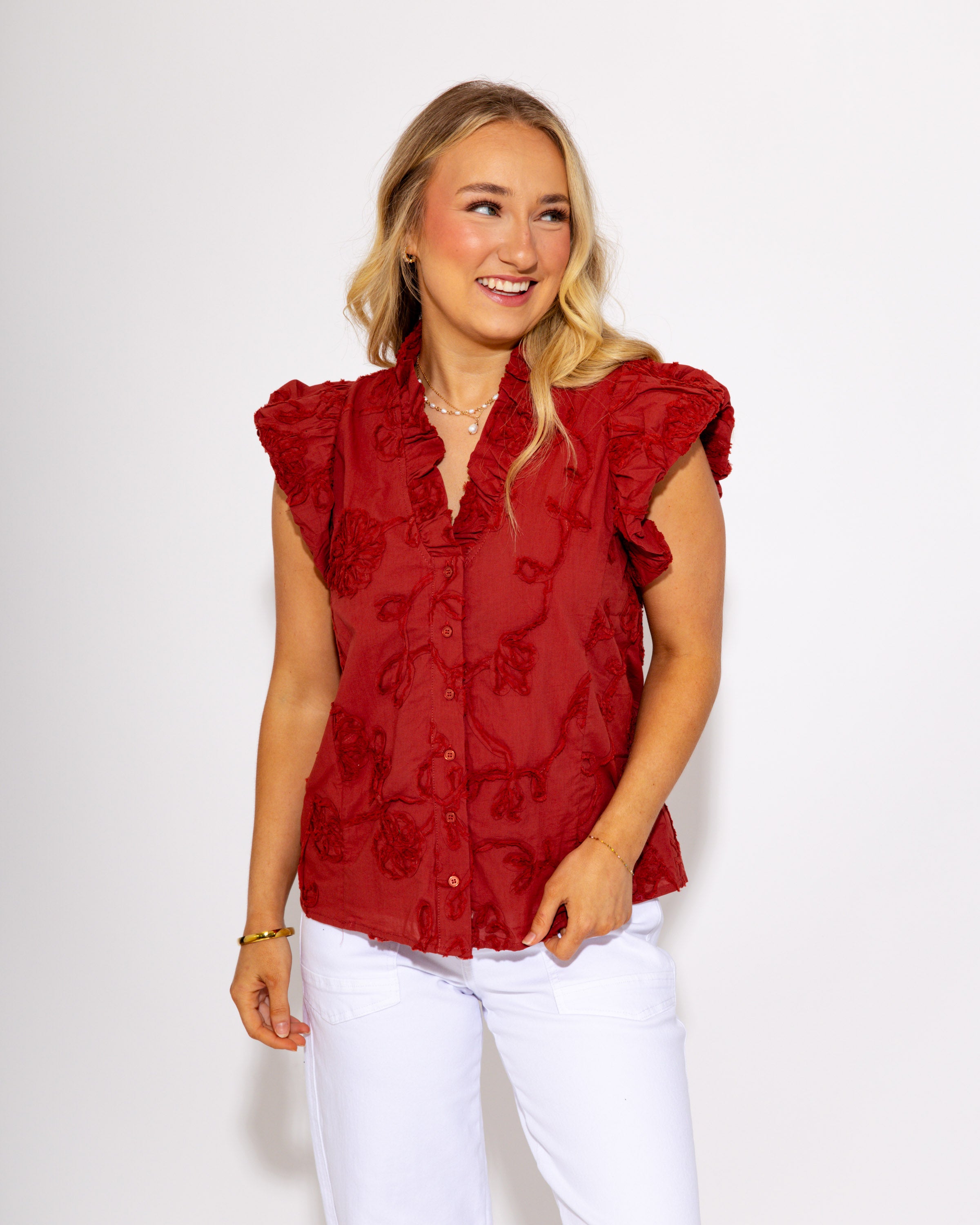Chestnut Ruffle Top