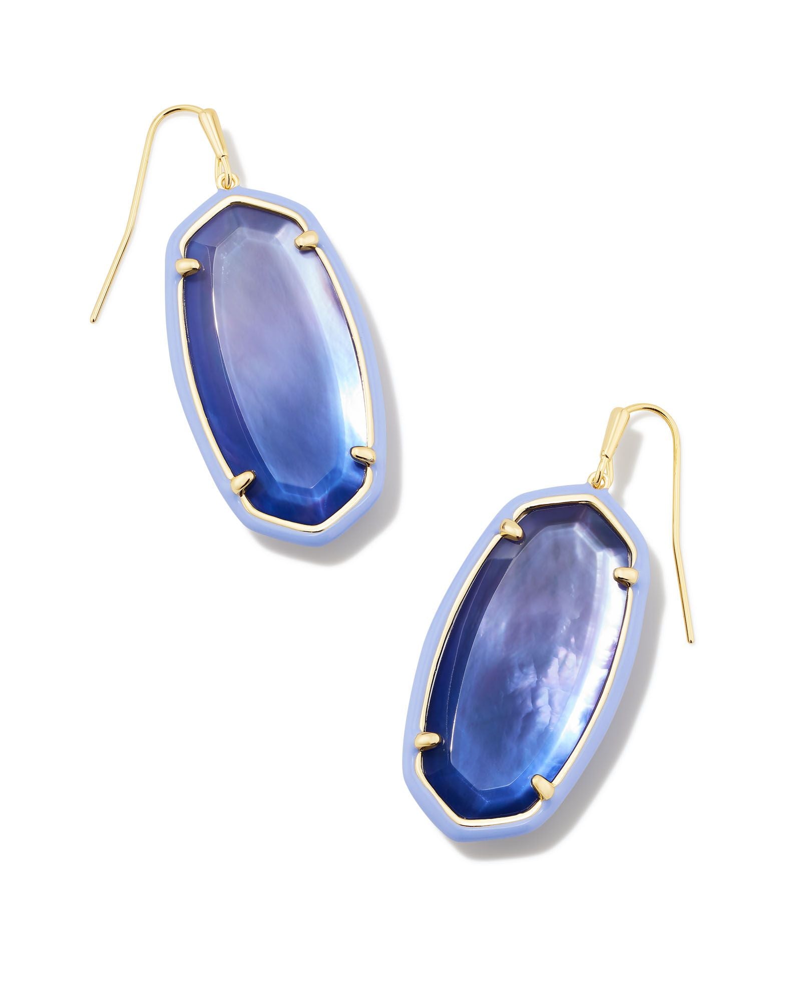 Elle Enamel Framed Drop Earring in Gold Dark Lavender Ombre Illusion
