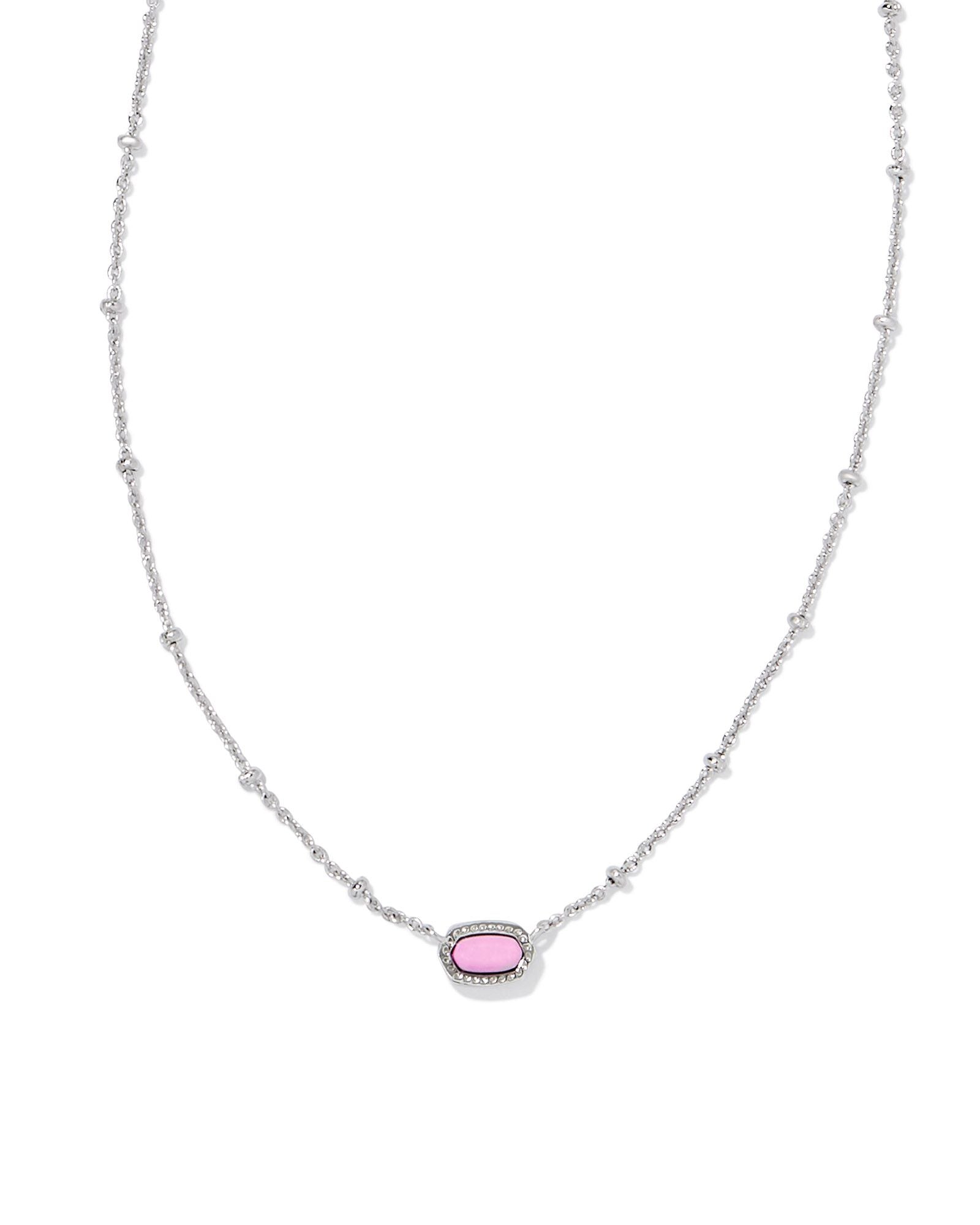 Mini Elisa Satellite Pendant Necklace in Silver Fuchsia Magnesite