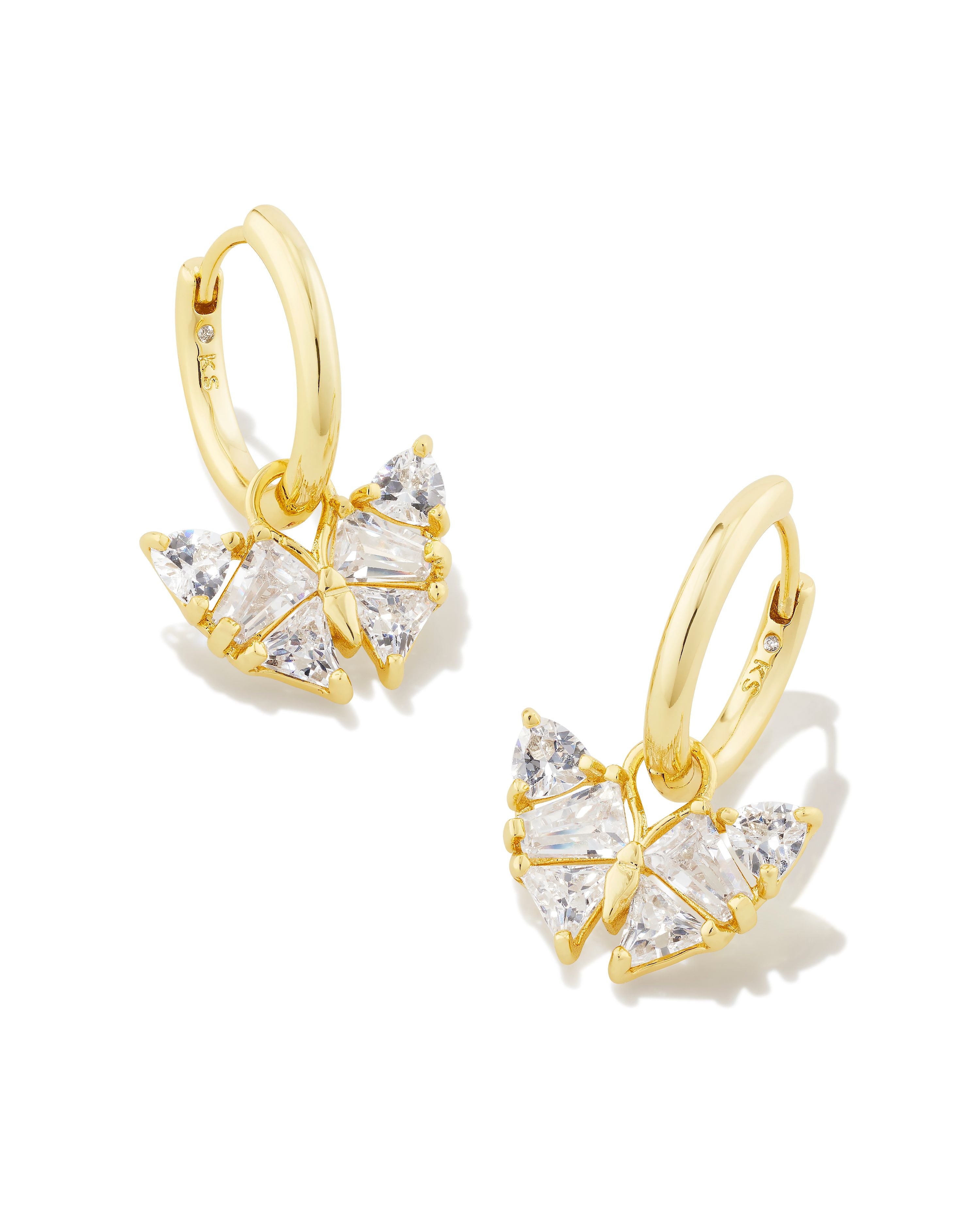 Blair Butterfly Huggie Earring in Gold White Crystal