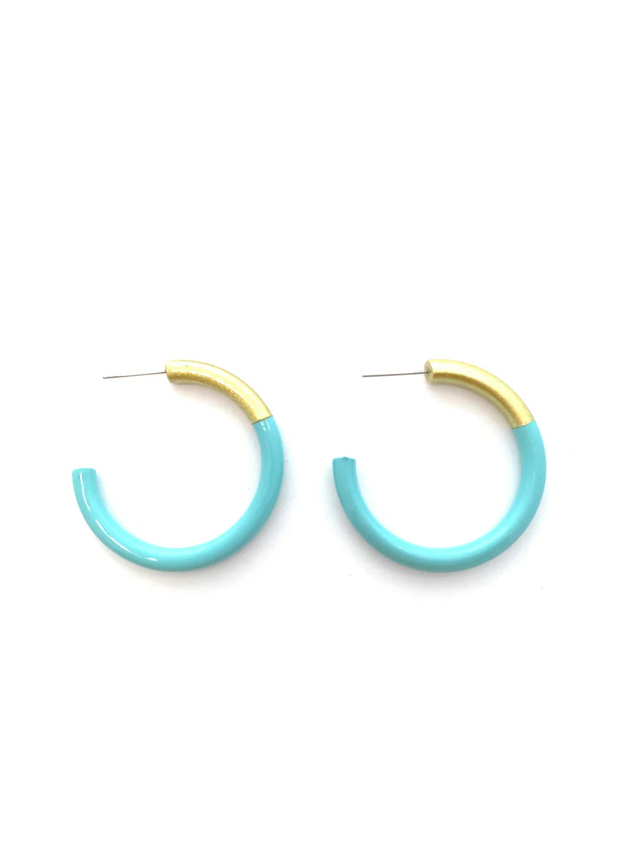 LIZ Medium Hoops in Aqua