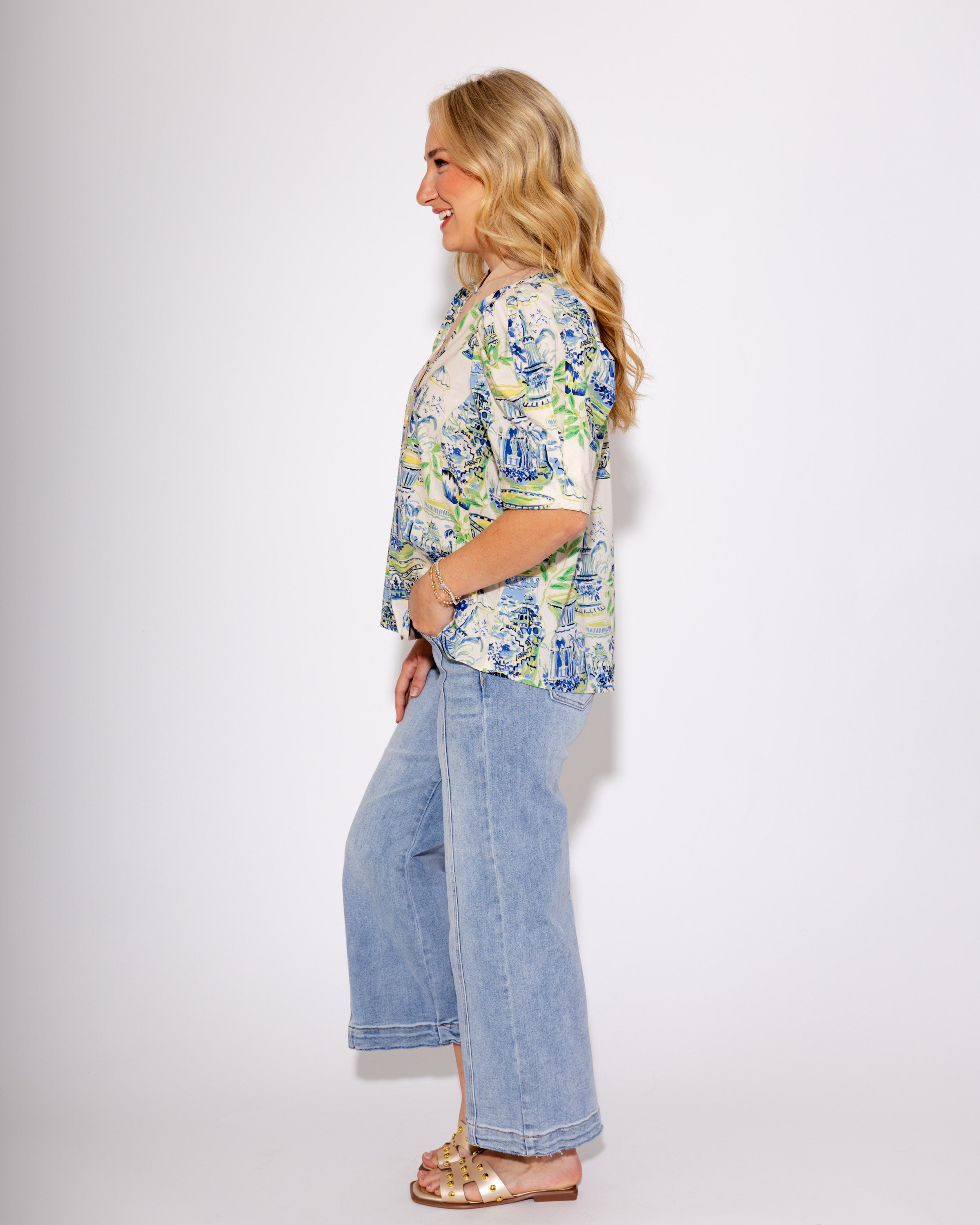 Garden Buttoned Blossom Top