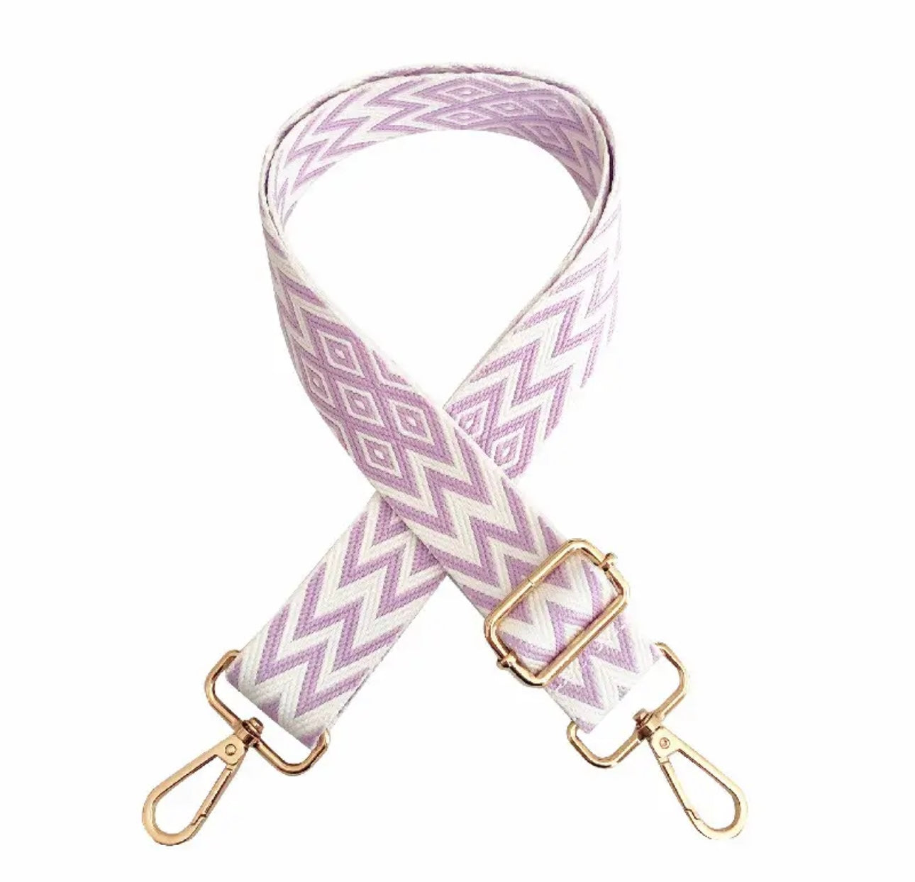 Thin Purse Strap Lilac/White Aztec Design