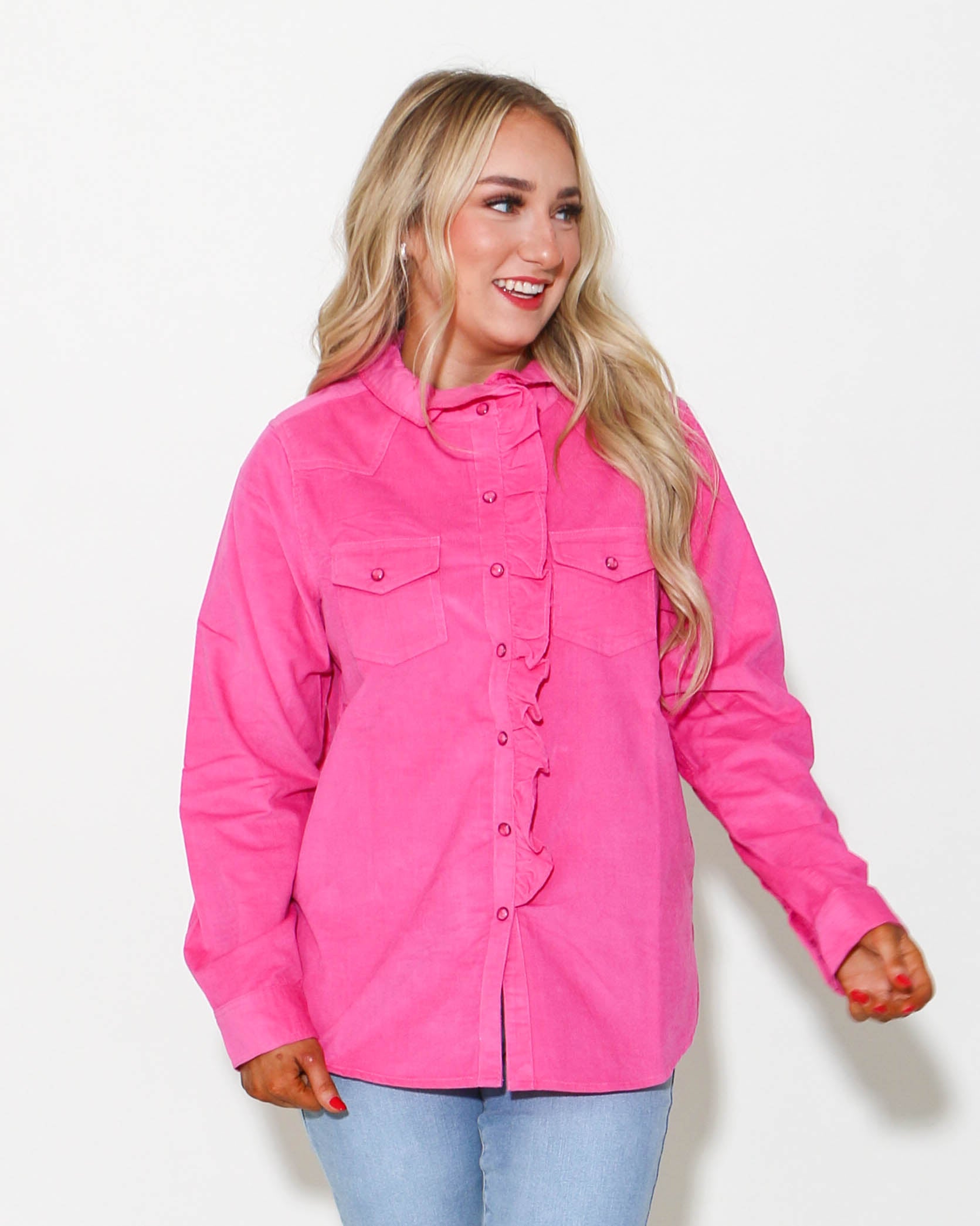 Ivy Jane | Corduroy Ruffle Snap Shirt