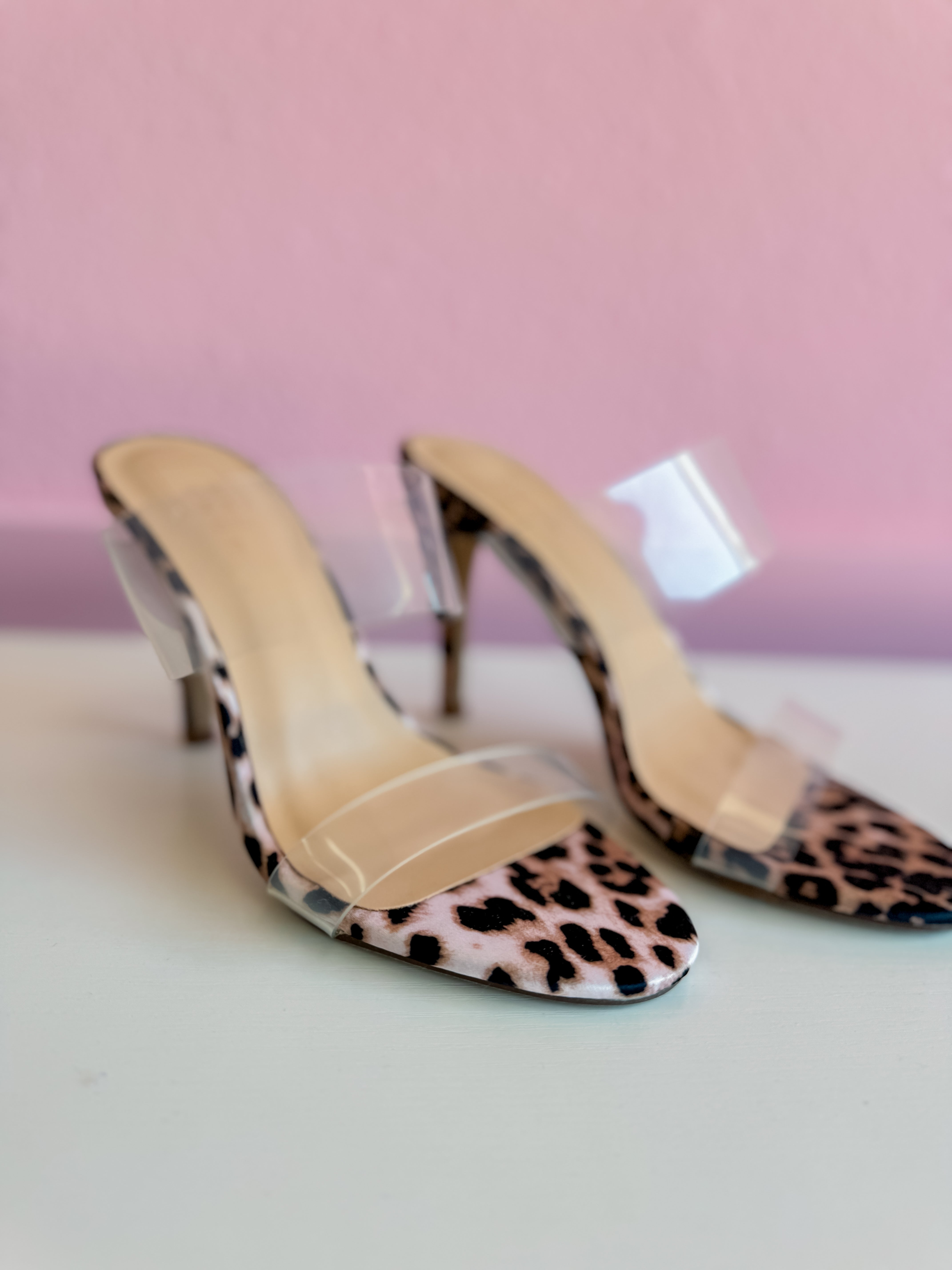 Heddie Heel in Leopard Satin