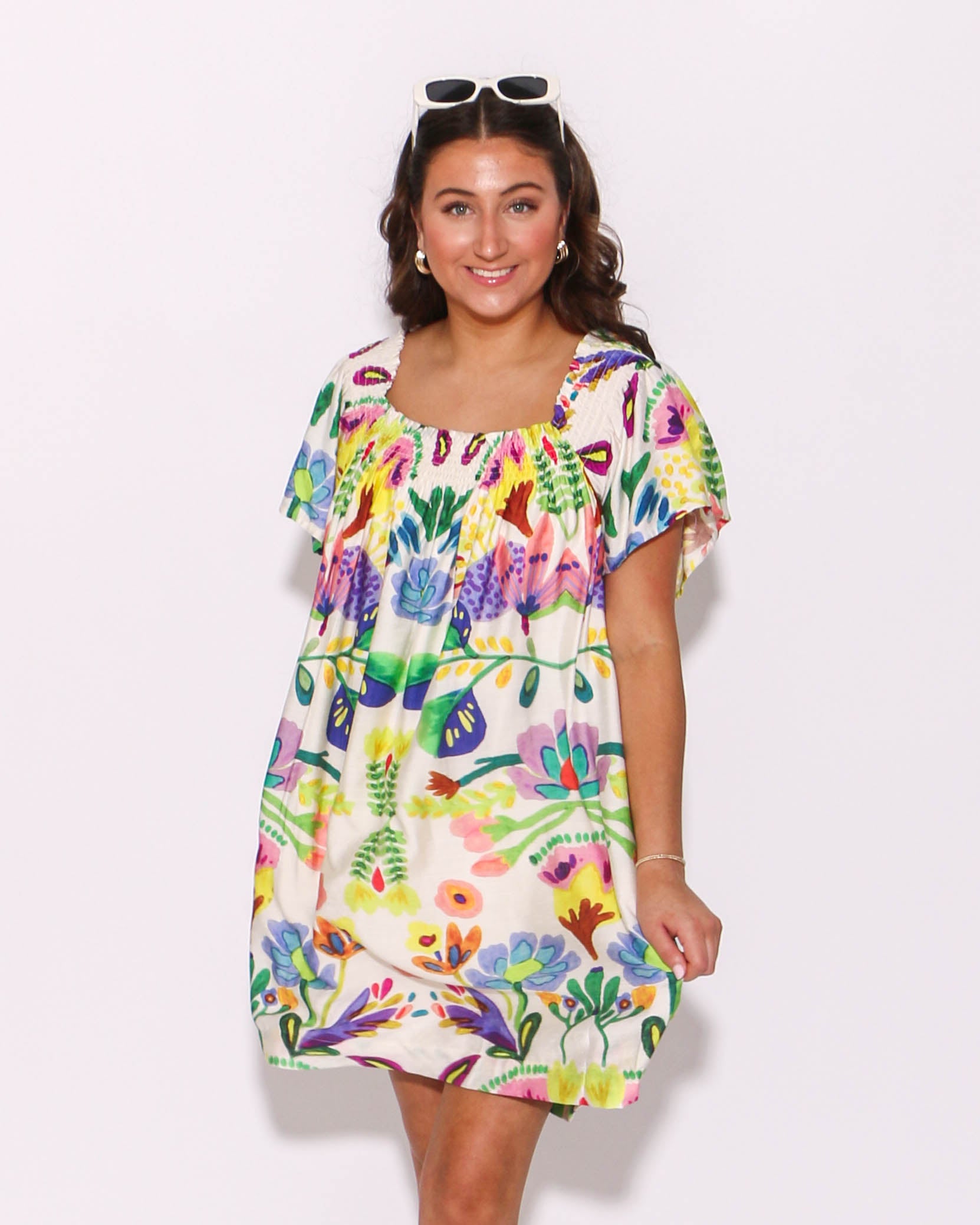 Floral Print Square Neck Dress