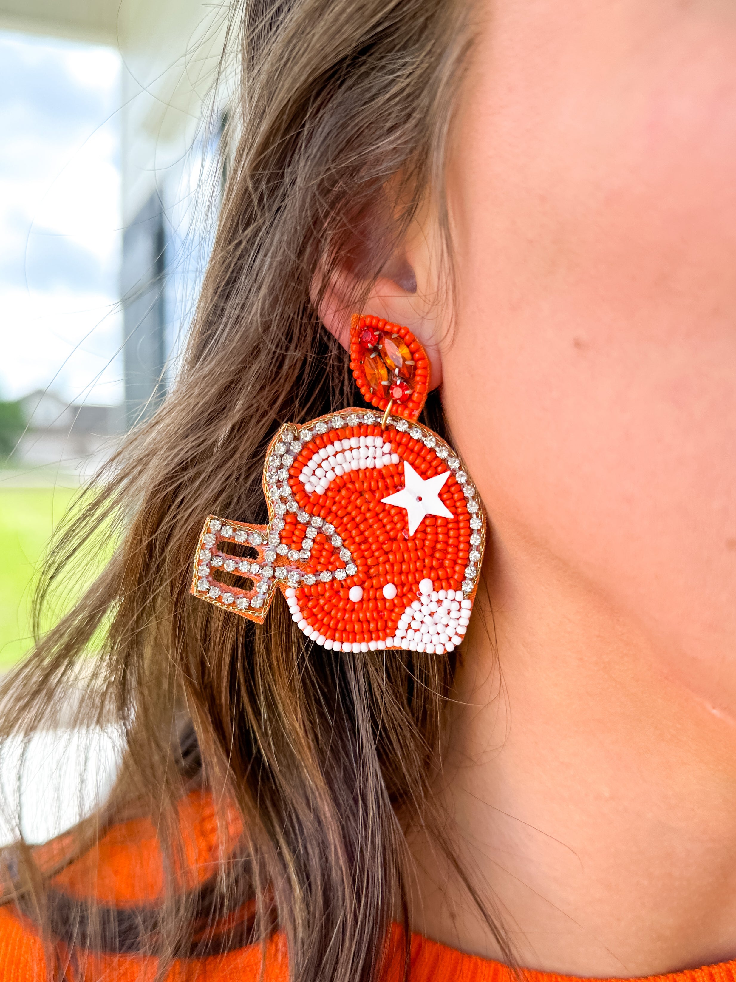 Helmet Earring in Orange