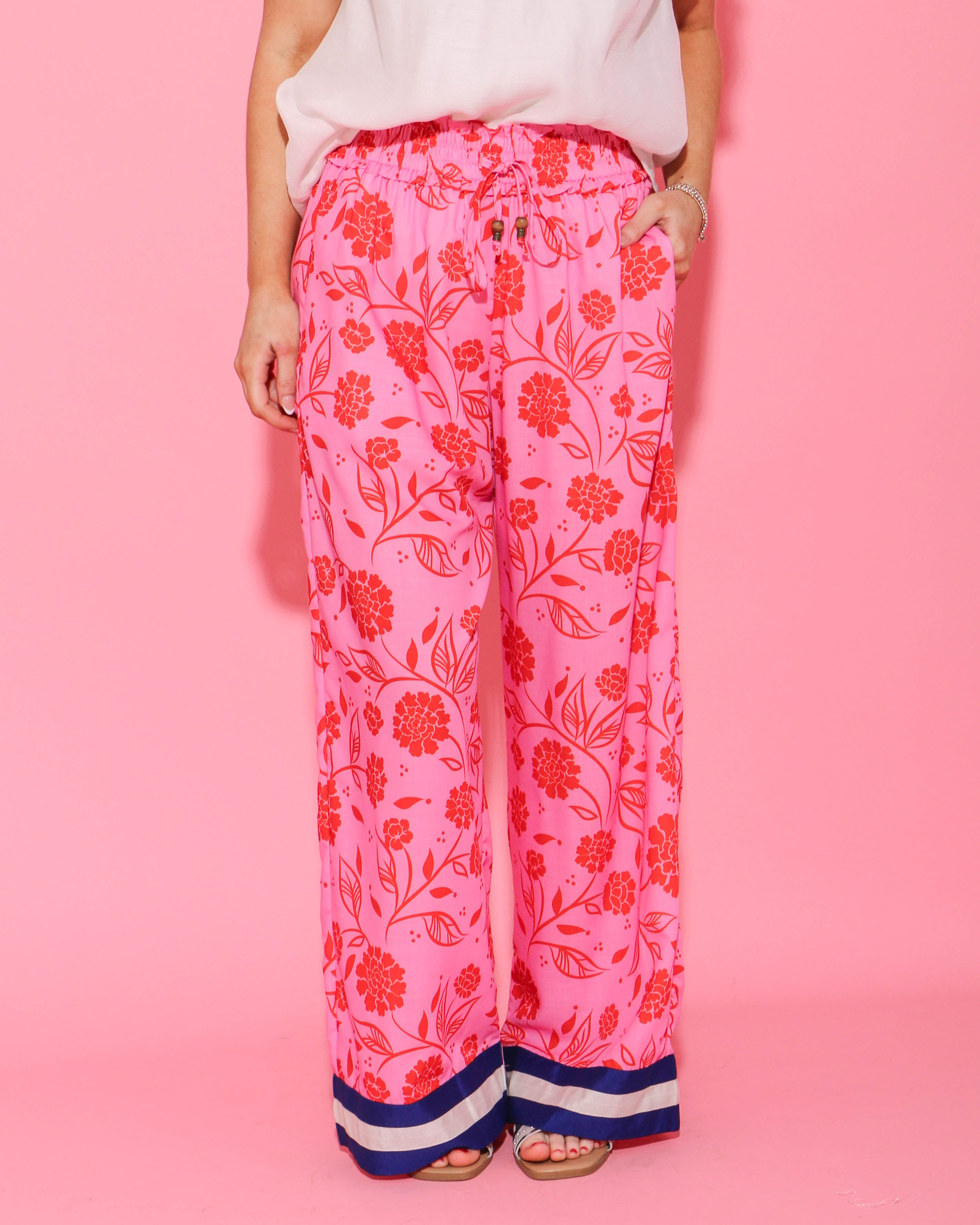Flower Print Wide Leg Pants