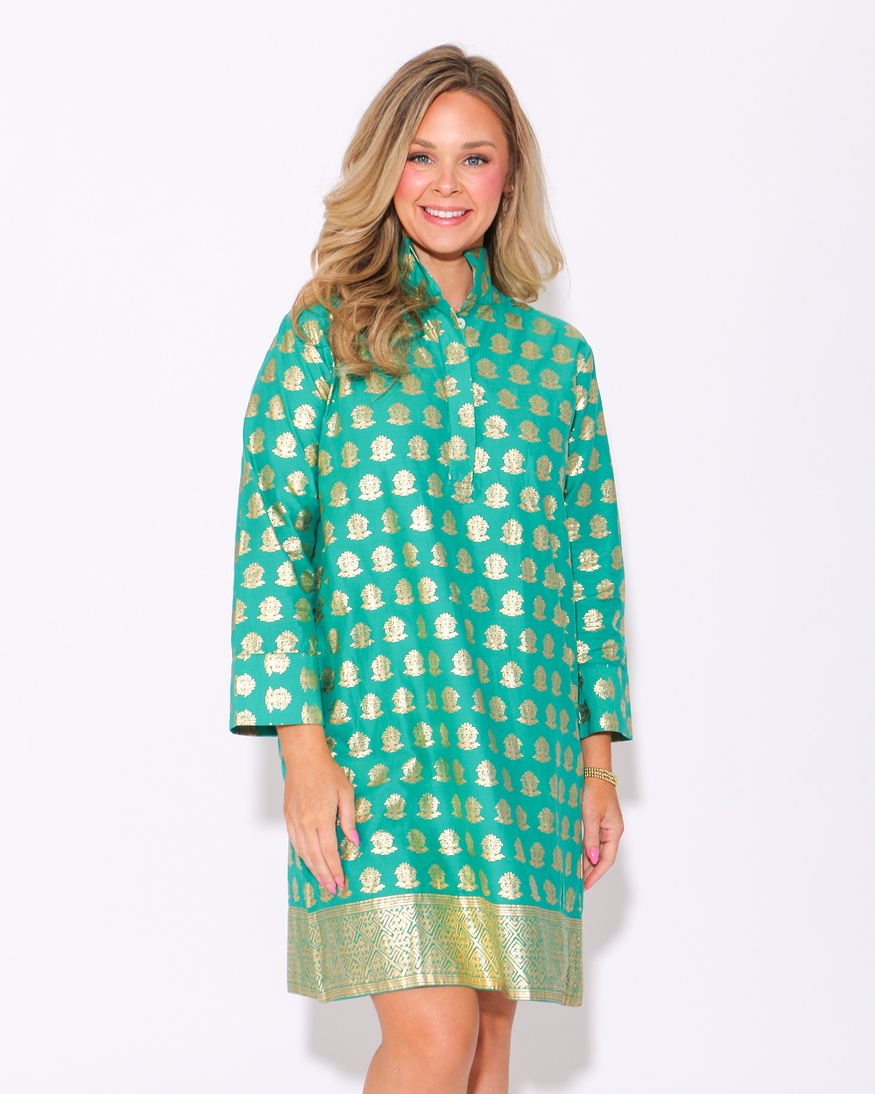 Helen Dress in Jade Gold