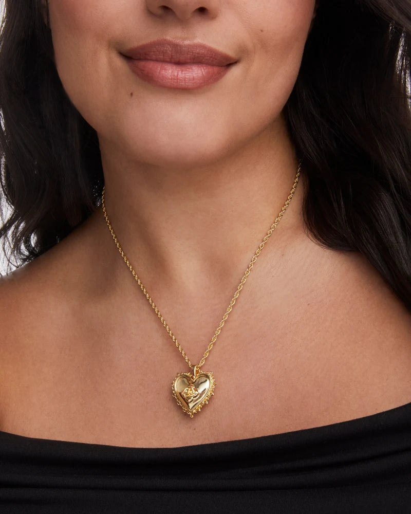Mallory Rose Locket Short Pendant Necklace in Gold Metal