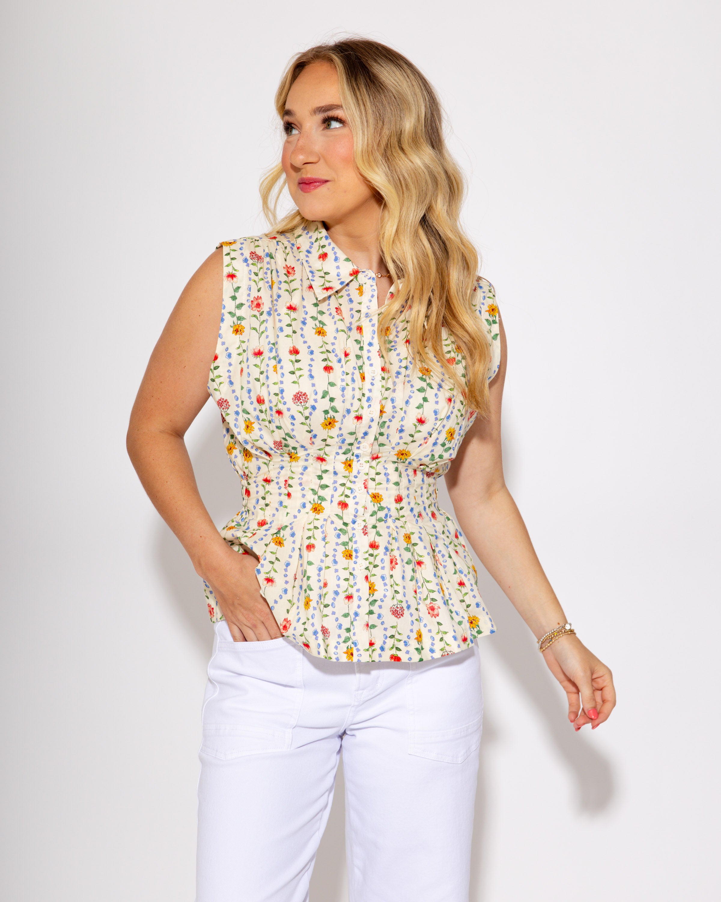 Sunset Garden Peplum Top