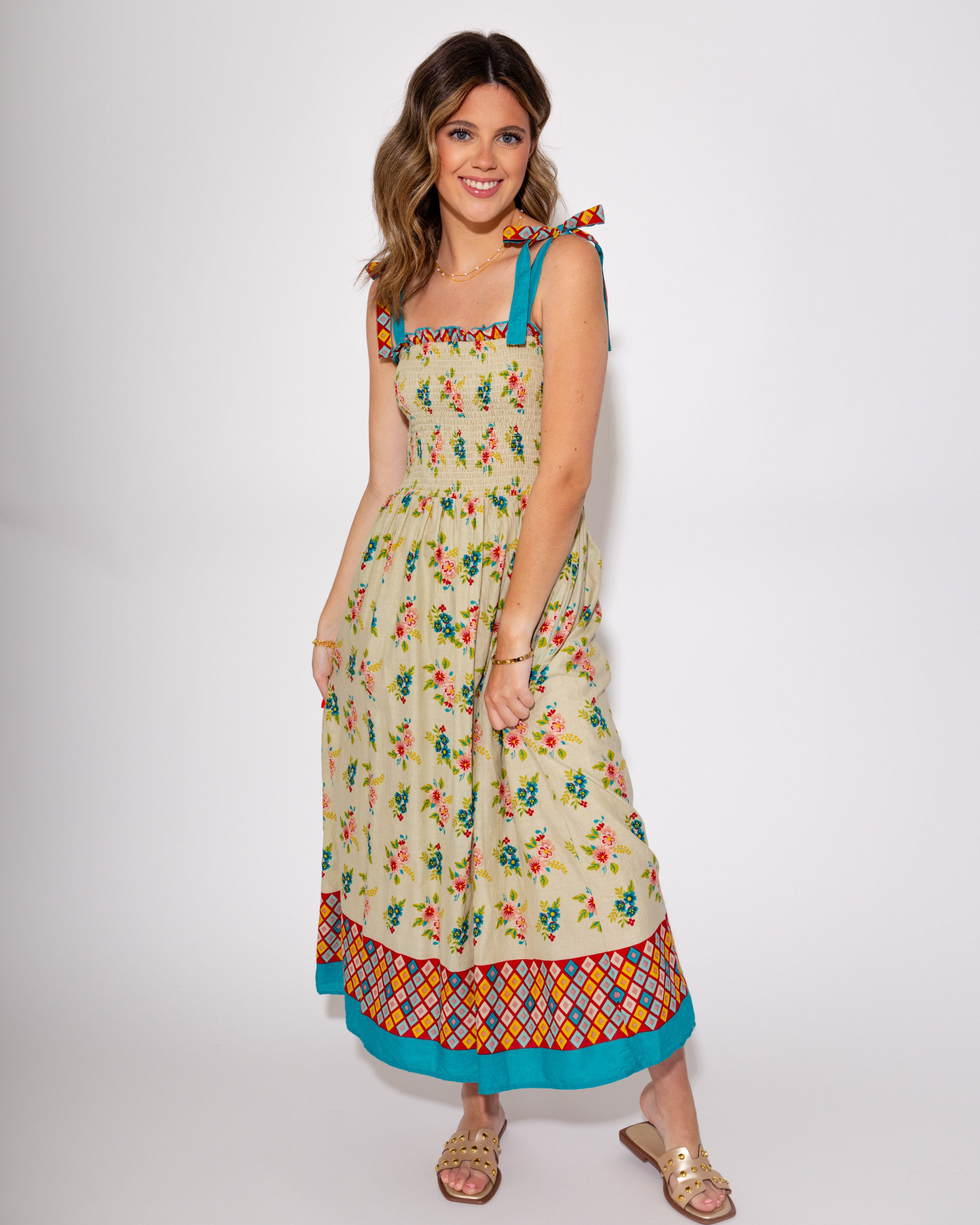 Blossom Breeze Smocked Midi Dress