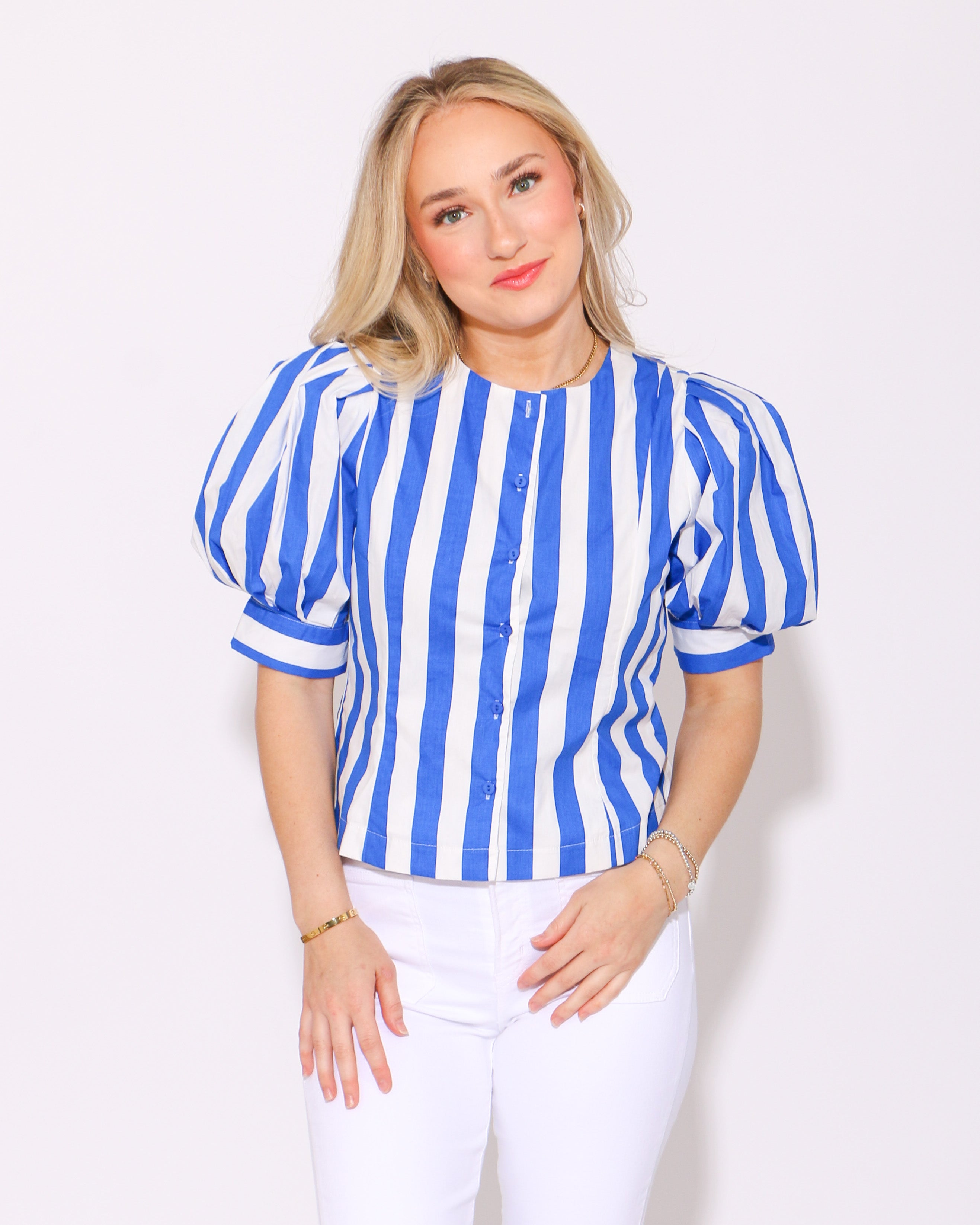 Buttoned and Bold Stripes Top