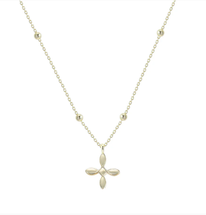 Enamel Cross Drop Necklace in Gold