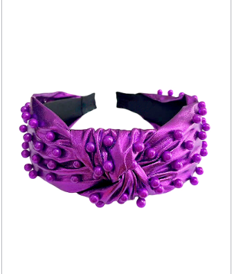 Purple Knot Metallic Beaded Headband