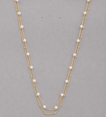 Golden Pearl Layers Necklace