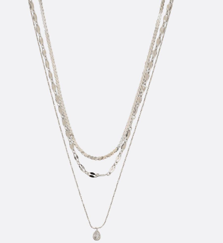 Sunkissed Drop Layered Necklace in Silver