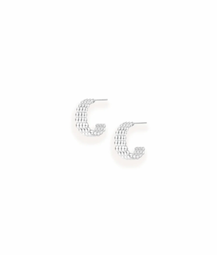 Solaris Beaded Hoop Earrings in Silver