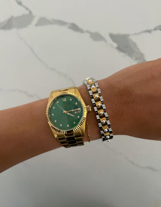 Pearl Two Toned Watch Bracelet