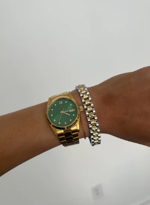 Diamond Two Toned Watch Bracelet