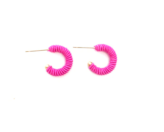 Corded Huggie Earring - Hot Pink