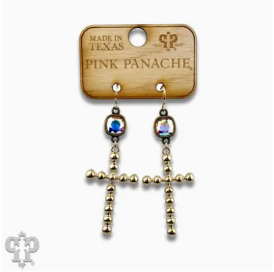Gold Cross Earring with Austrian Crystal