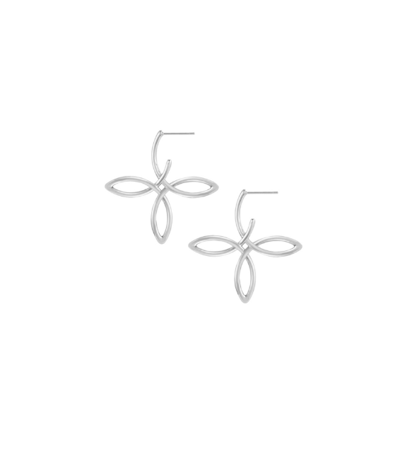 She's Classic Cross Hoop Earrings In Silver
