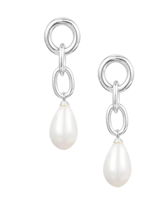 Allure Pearl Drop Earrings in Silver