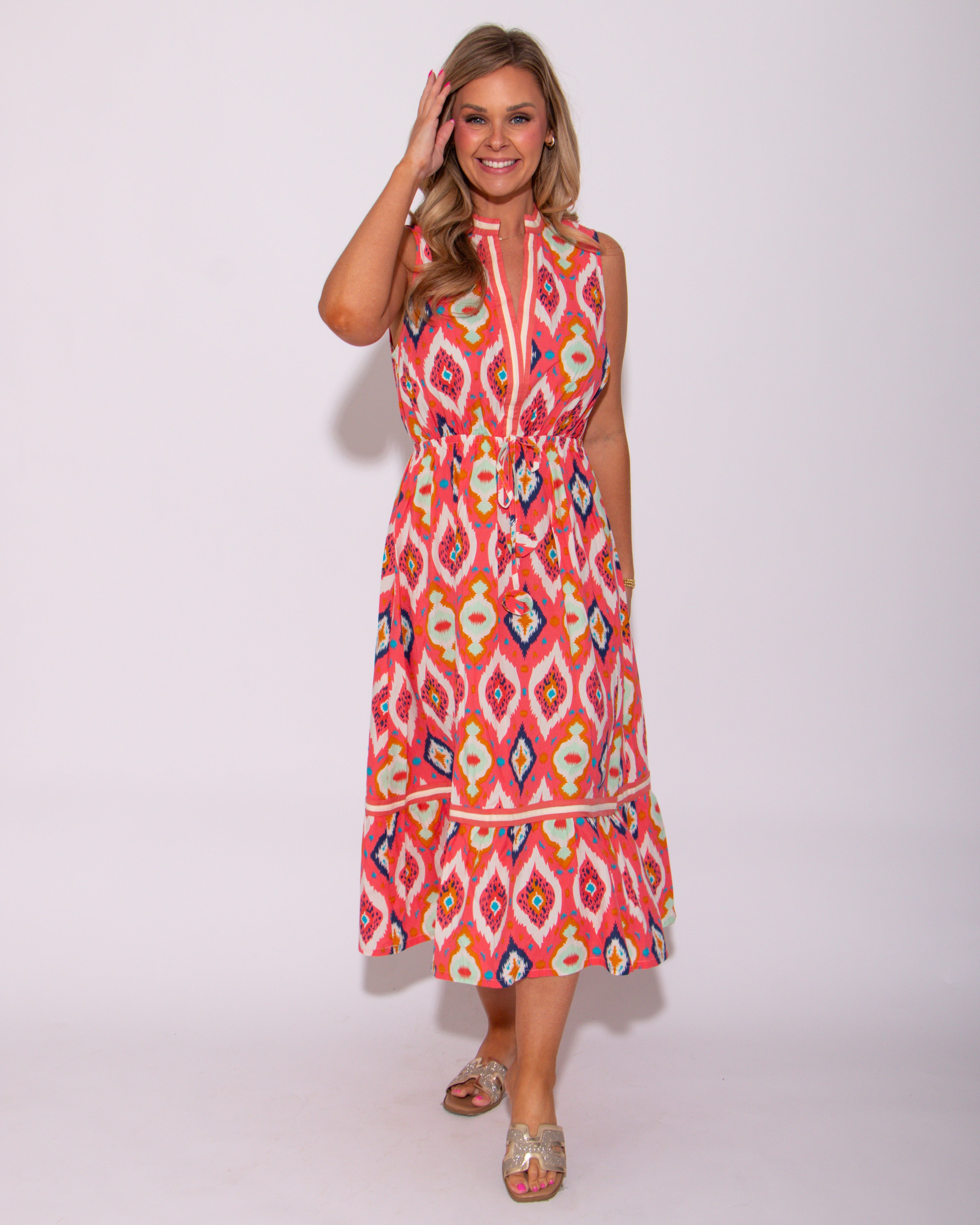 Abstract Print Sleeveless Dress