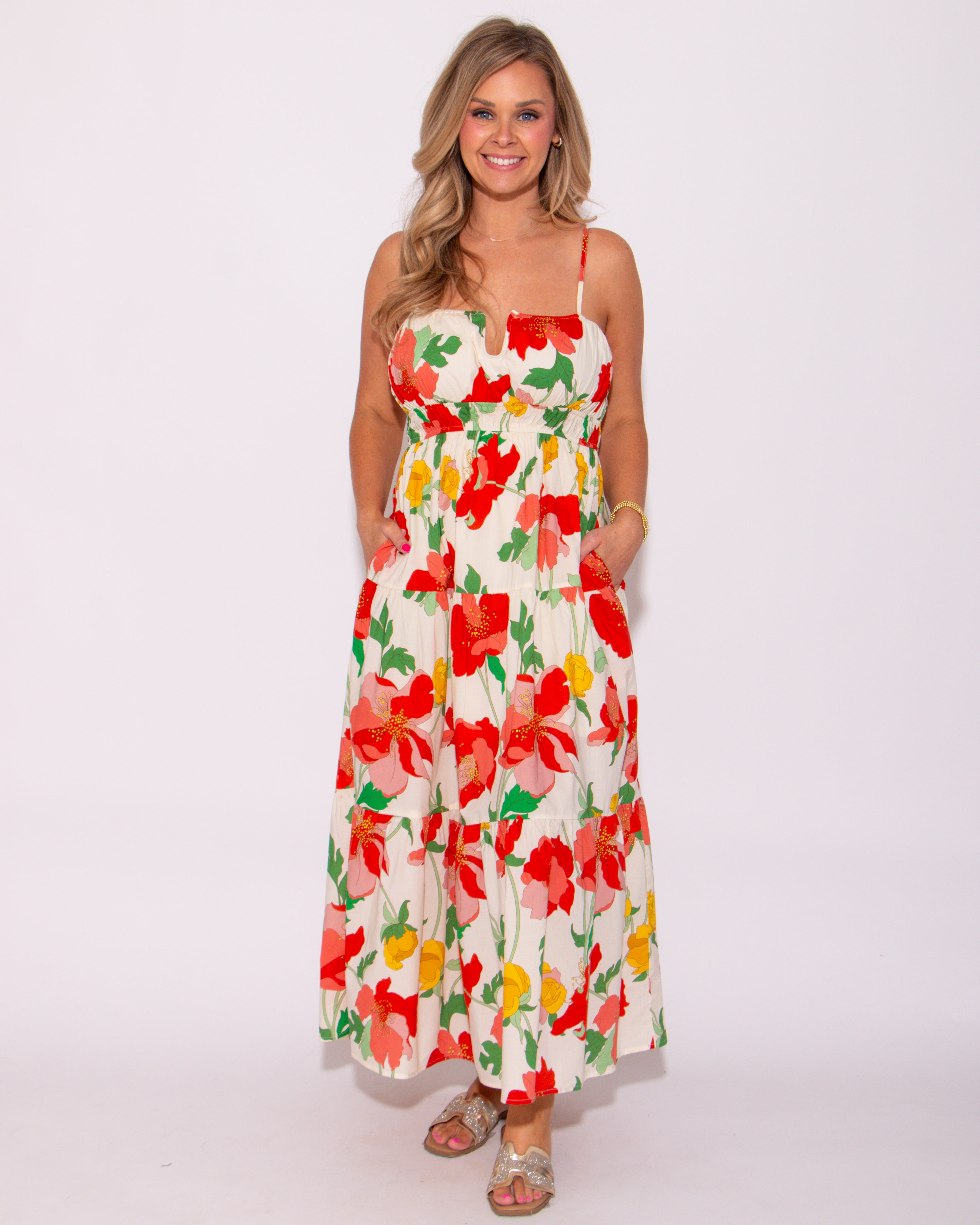 Blooming Grace Floral Print Midi Dress