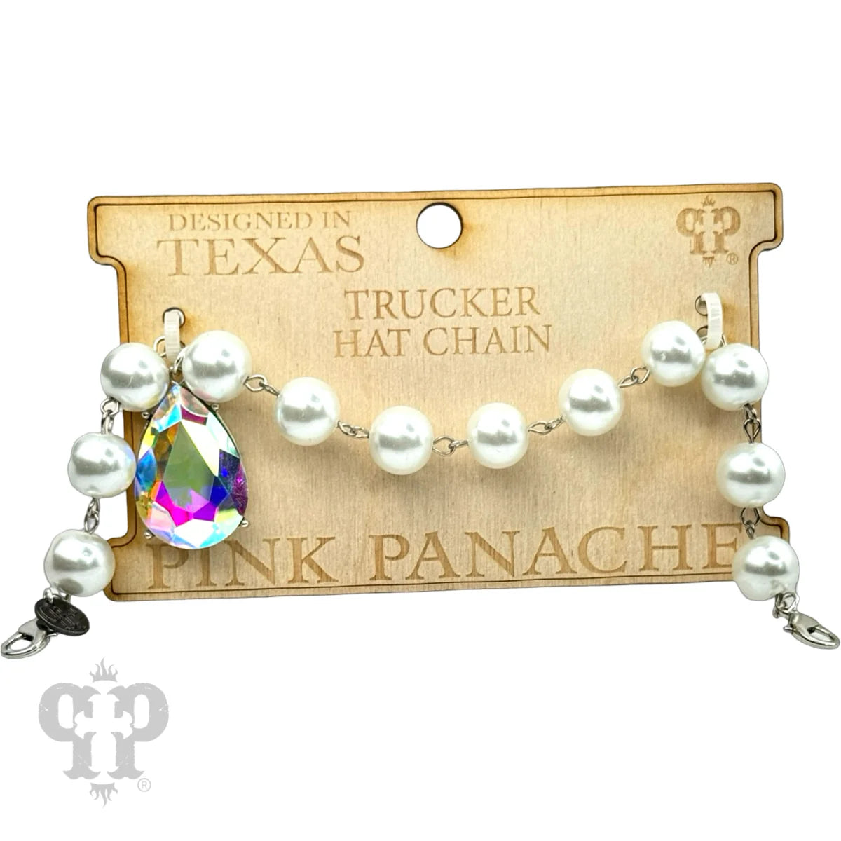Trucker Hat Bead Chain with Large Rhinestone Teardrop