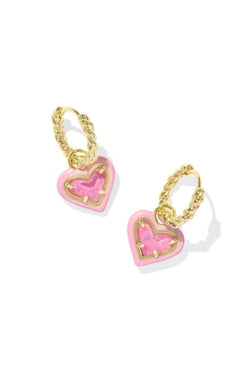 Ari Heart Enamel Hugglie in Gold Pink Iridescent Glitter
