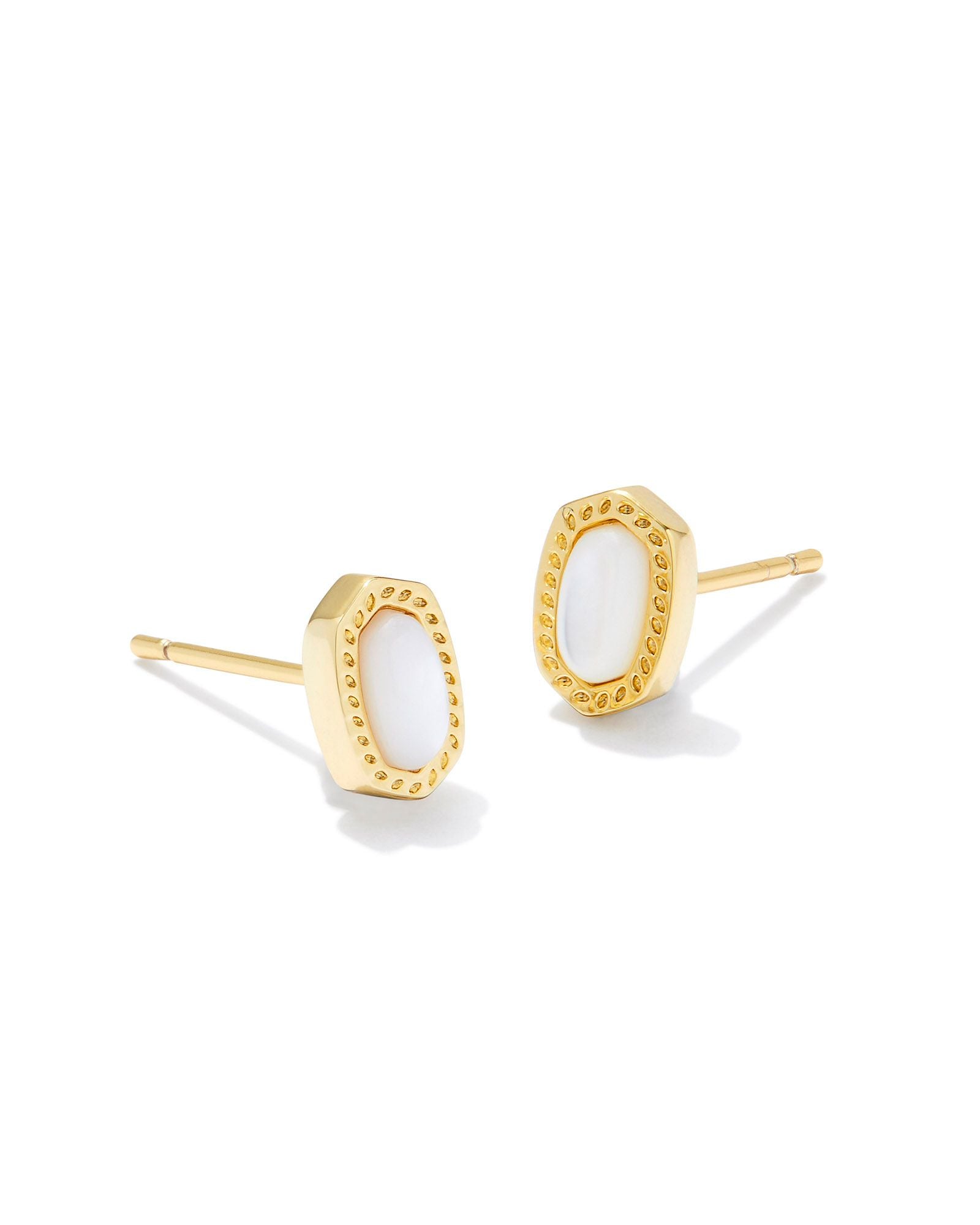 Mini Ellie Stud Earring in Gold Ivory Mother of Pearl