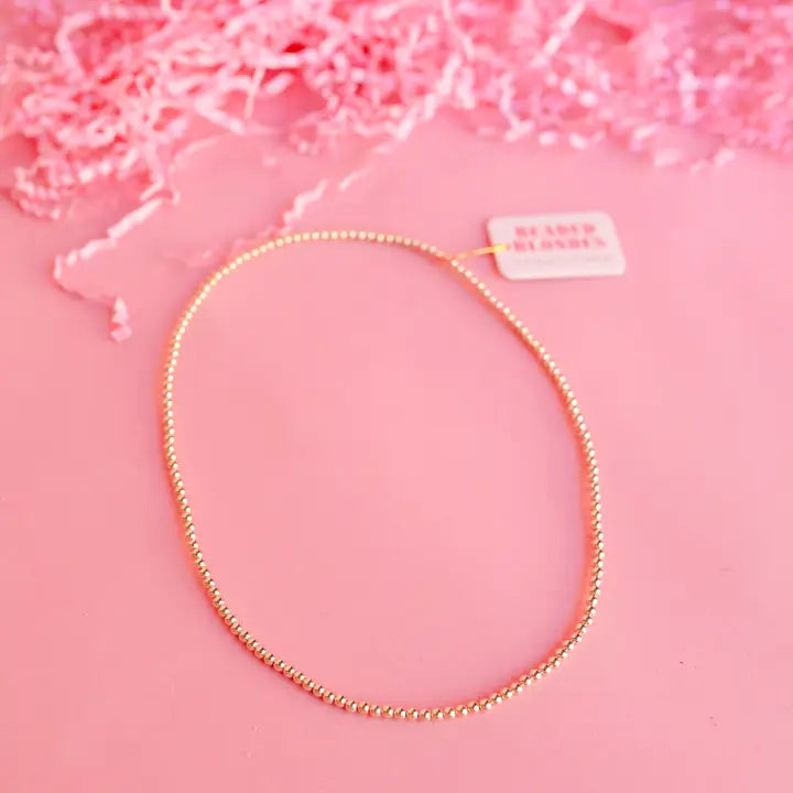3mm Gold Beaded Necklace